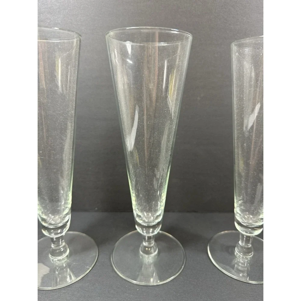 Clear Pilsner Glasses Set Of 3 Barware 8 3/8